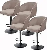 Stretch Kitchen Dining Room Chair Cover Slipcovers Curved Round Back Bar High Stool Slipcovers with Arms Set of 2/4/1 Swivel Chair Protector for Counter Office Desk Home,Taupe,4PCS