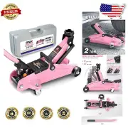 Stylish Pink Hydraulic Trolley Jack - 4000 lbs Capacity for Safe Vehicle Lifting