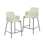 Raimon Furniture Set Of 2 Shae Knit Fabric Modern Kitchen Counter Bar Stool - Oat