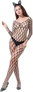 [Generic] Fishnet Underwear Bodysuit Women's Hollow Hole Wearing Perspective Mini Suspender Skirt，Passion Set for Women
