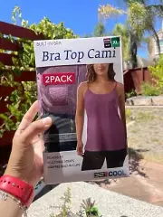 NWT 32 Degrees Women's 2 Pack Bra Top Cami Plum/Black Size XL