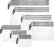 uxcell 21pcs Mesh Zipper Pouch Bags A3 A4 A5 A6 B4 B6 B8 Plastic Waterproof Mesh File Bag Clear Document Zipper Pouches for Classroom Home Travel Office Supplies Organization, Black