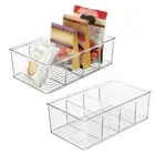 3 Compartment Spice Packet Rack Clear Plastic Refrigerator Shelf Cabinet