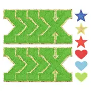 Chenille Letter Patches Iron on Letter Patch X with Heart Star Patch 3" Green