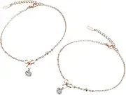 SAFIGLE Woman Fashion Anklet Ankle Jewelry Zircon Charm Anklet Bowknot Ankle Rose Gold Anklet Anklets Anklet for Women Anklet Bracelets for Women Bowknot Foot Chain Golden