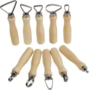 Stainless Steel Wooden Thick Handle Flat Wire Cutter Clay Pottery Sculpting Tool
