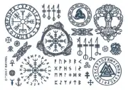 Viking Set 1 Temporary Tattoos Post Malone Gangsta Neck Bucks Tattoo Sleeves 1