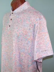 BEN HOGAN Golf s/s WICKING UPF Sun Protection POLO sz 3XL WHITE-BLUE-PEACH
