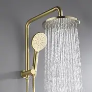 Decaura 9" Rain Shower Head Set 2 in 1 Shower Rail Wall Mounted 3-Mode Handheld Spray Round Bathroom
