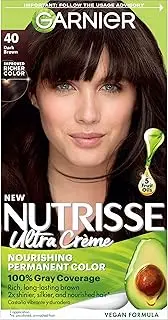 Garnier Nutrisse Nourishing Hair Color Creme, 40 Dark Brown (Dark Chocolate) (Packaging May Vary)