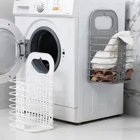 在飛比找PChome24h購物優惠-白色 加大款 壁挂折疊洗衣籃 無痕 折疊收納籃 浴室用 衛生