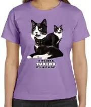 Tuxedo Cat Shirt - Not A Tuxedo - Just A Cat - Sm - 5X - Feline - Black & White