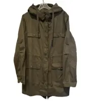 Charlotte Russe Womens COTTON Olive Army Green Hoodie Trench Coat Jacket Large