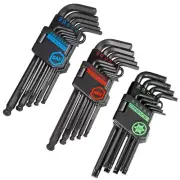 Carbyne 35-Piece Long Arm Ball End Hex (Allen) Key Wrench Set, SAE, Metric, Torx