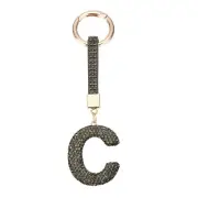 Bling Car Letter Charm, Car Rear View Mirror Charm Black Initial Letter, C