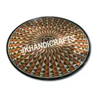 36" Black Marble Side Table Top Gemstone Inlaid Art Restaurant Decor
