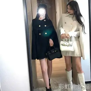 斗篷外套女秋冬英倫風呢子大衣女2023新款百搭披肩上衣女韓版寬松