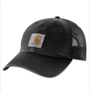 Carhartt Canvas Mesh Back Cap Mens Cotton Black Snapback Hat One Size NWT