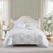 [Laura Ashley] Duvet Cover Set, Super Soft Bedding with Matching Shams, Serene Watercolor Floral Design, Elegant and Feminine Aesthetic (Arundel Grey, King)