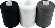 [Haobase] Sewing Thread Assortment Coil 3 Colors 1000 Yards Per Spool 40S/2 Polyester Thread Sewing Kit for Hand and Machine Sewing(Black+White+Grey)