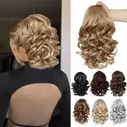Short Ponytail Extension10 inch Wavy Drawstring Ponytail with Clip in Hairpieces Synthetic Short Drawstring Pony Tail for Women