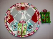 Silvestri by Demdaco Fusion Christmas Santa Chip & Dip Plate Set