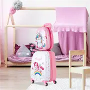 CostwayKids Hard Shell Unicorn Luggage Backpack Set for Travel