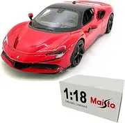 Maisto 1:18 Scale Ferrari Car Model Metallic Simulation Diecast with Plastic Part Part Officially Licensed (SF90 Stradale Red)