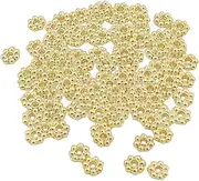 yuksok 500x Daisy Spacer Beads Floral Loose Beads DIY Craft Copper Daisy Beads for Jewelry Making Findings Pendants Clothes Headband, Gold