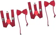 [SHERCHPRY] 2pcs Black Bowtie Boy Ties Tie and Band for Kids Boys Black Elastic Band X Back Elastic Kids Suspenders Black Girl Suspenders Elastic Bands Suits for Kids Boy Suit Adjustable Child, Claret,