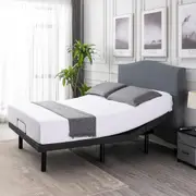 S*MAX Queen Adjustable Bed Frame with Dual Motors, Wireless Remote, USB Ports, LED Night Light, Zero Gravity & Anti-Snore, Head & Foot Incline, Grey