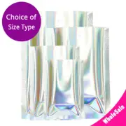 Many Sizes Heat-Sealable Holographic Silver Shiny Foil Mylar Flat Open Top Pouch