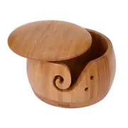 Large Wooden Yarn Bowl With Lid Knitting Crochet Wool Organizer Storage Holder