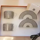 Hermes Mosaique Au 24 Tea Cup 2 set Platinum silver porcelain dinnerware coffee