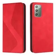 Note20 Case PU Leather Flip Cover Magnetic Closure Wallet Card Slots Stand Case - Red