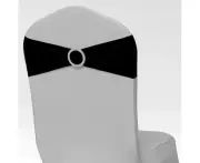 Spandex Chair Cover Bands Sashes With Buckle Wedding Event Banquet - Black