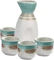 Hoement 1 Set Japanese Style Decorative Sake Set of Sake Kettle with Cups for Home Entertaining Parties and Special Occasions Lightweight and Easy to Clean