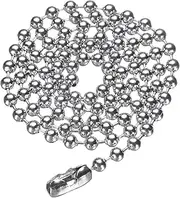 [uxcell] Stainless Steel Ball Chain 4.0mm 23.6" Length 316L Round Bead Necklace Dog Tag Pull Chains with Connectors Clasps for Men Women Jewelry Making Bracelets Keychain, Silver