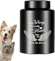 Cat Urn - Small Urn for Ashes - Stainless Steel Angel Wing Animal Memorial Keepsake for Home Display Outdoor Burial House