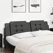 Zadar 180cm Black Faux Leather Headboard Cushion, Upholstered Wall Mounted Bed Back Support Pillow for Reading