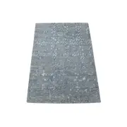 2'1"x3'1" Gray Modern Design Textured Wool with Silk Hand Knotted Mat Rug G80350