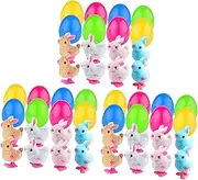 Eigell Prefilled Easter Eggs with Plush Bunny Toys,Basket Stuffers Fillers,Easter Eggs Filled with Bunny Toys, Set of 24