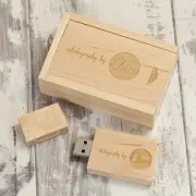 Engraved 10PCS USB 3.0 16GB Wooden USB Flash Drive and Box Bundle, Wedding USB
