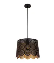 Penshade Interior Slanted with Flower Pattern Laser Cut Pendant Light Black