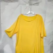 Susan Graver Essentials Knit Short Sleeve Top – Size XL, Lemon Yellow New
