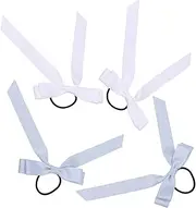 HAKIDZEL 4pcs Stylish Long Tail Bow Hair Ribbons Elastic Hair Ties for Women Durable and Versatile Ponytail Holders for School Parties and Birthdays