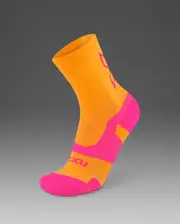 Vectr Light Cushion Crew Socks, 2XU, XL, Solar Orange/Fuchsia, Unisex
