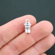 BULK 20 Coffee Charms Antique Silver Tone 3D Beyond Cute - SC5130