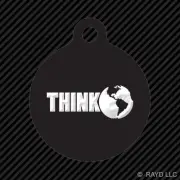 Think Green Keychain Round with Tab engraved many colors go green environmental