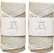 Makromecity 2 Skeins Polyester Macrame Cord 3mm x 131 Yards (394 Feet) Polypropylene Ecru Cord for Crochet, Crafts, Wall Hangings, Bags, Underplate, Rug